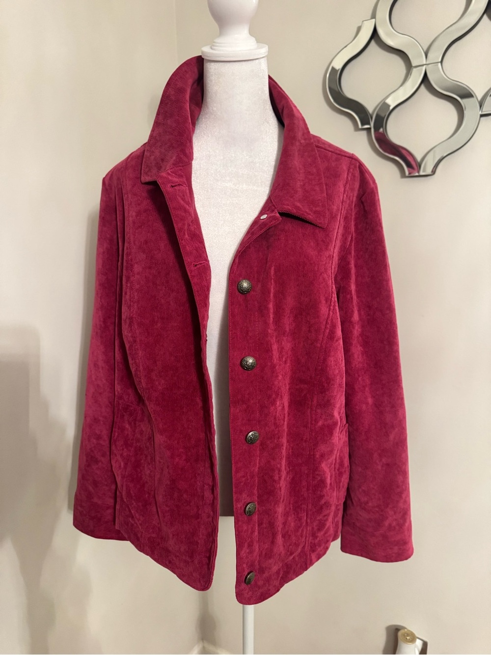 CJ Banks Fuchsia Suede Button Jacket